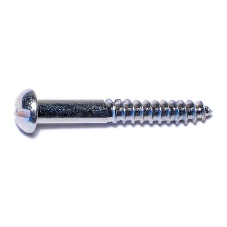 Wood Screw, #10, 1-1/2 in, Zinc Plated Steel Round Head Slotted Drive, 45 PK